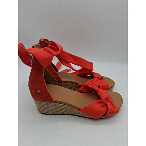 UGG Yarrow Sz 7 Orange Wedge Heel Open Sandal Casual Straps Open Toe Zipper EUC - Picture 9 of 16
